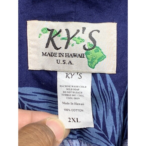 Vintage KY's Hawaiian Aloha Camp Shirt Size 2XL Floral Cotton Button Up USA - Picture 2 of 14